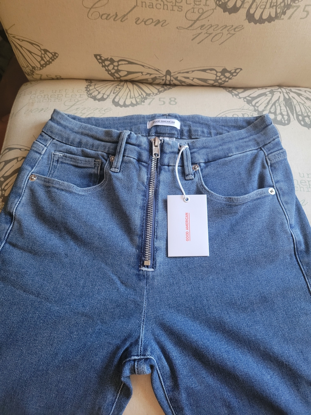 Good American Good Waist Women's High-Rise Zip Front Jeans in Blue